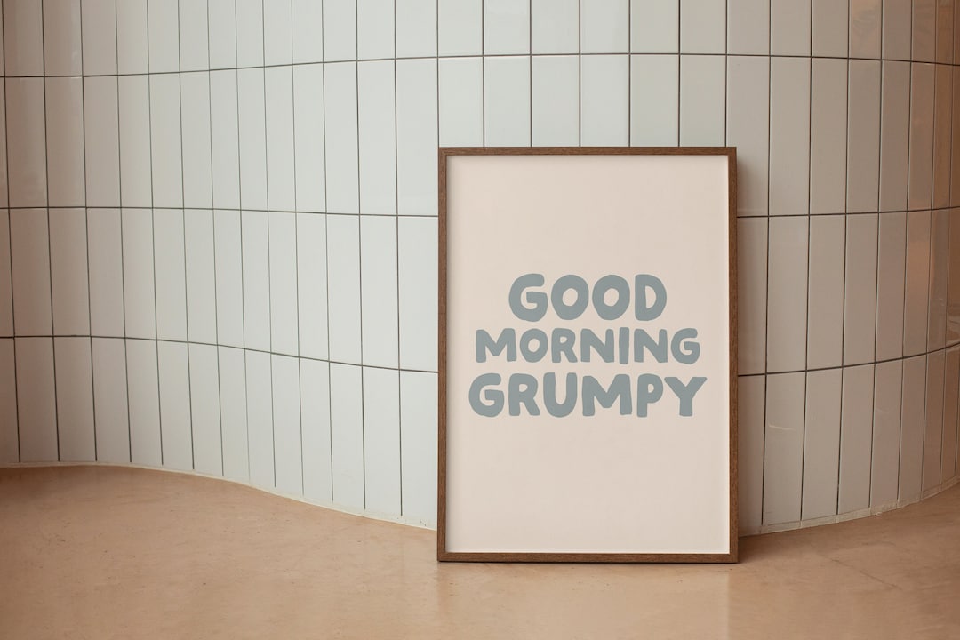 Good Morning Grumpy Art Print Preppy Soft Blue Apartment Art Poster ...