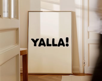 Yalla! Kunstafdruk | Minimalistische zwart-witte poster met Arabische typografie (digitale download)