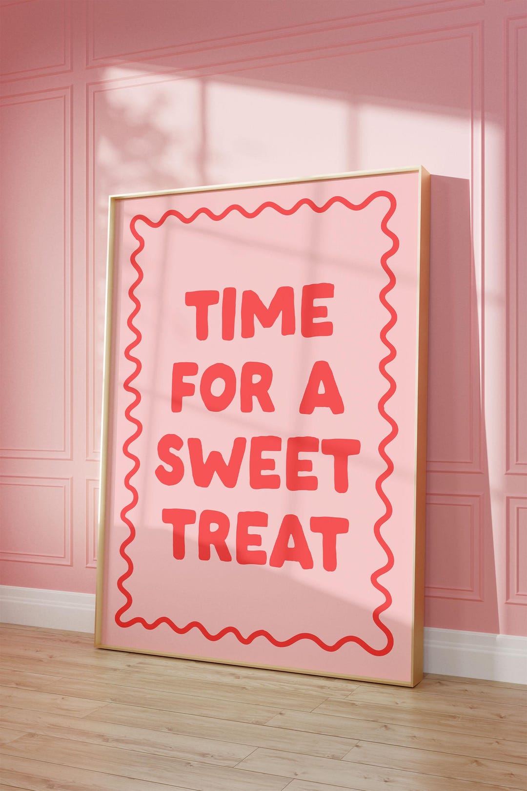 Hora de un dulce regalo Impresión artística / arte de pared rosa y coral,  decoración de pared de cocina divertida, impresión artística de cocina,  impresión de bocadillos, impresión de panadero, postre -, image size:1080x1620