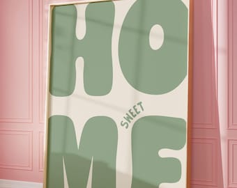 Home Sweet Home Art Print | Sage Green Home Poster Daily Reminders Affirmation Poster Bedroom Art Dorm Decor neutral apartment living room