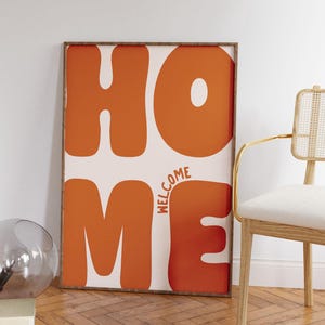 Welcome Home Typography Art Print | Orange Cream Decor (Digital Download)