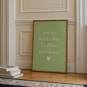 One Matcha Latte Print | Retro Minimalist Sage Green Kitchen Decor (Digital Download) image 4