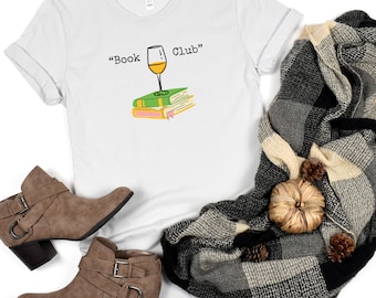 Boekenclubshirt, uniseks jersey T-shirt met korte mouw, boekenclub dames, boekenclubcadeau, grappig boekenclubshirt