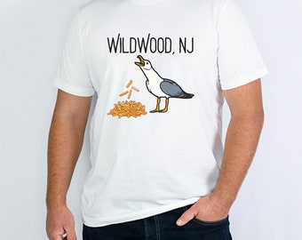Wildwood NJ French Fries Seagull Unisex Jersey Short Sleeve Tee, Wildwood Beach, Wildwood Lover, Wildwood Gift, Wildwood Shirt
