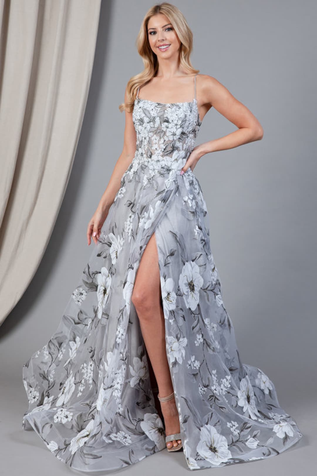 Elegant Personalized Painted Print A-Line Maxi Dress
