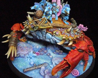 Cangrejo de guerra pintado con goblins marinos - Reaper D&D Pathfinder RPG DeepWars Sigmar