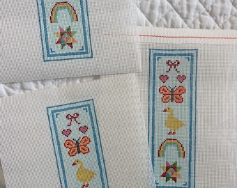 Blue Bookmark Needlepoint Canvas — Garden Design