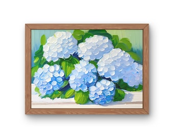 Blue Hydrangea Downloadable Print | Blue Hydrangea Impressionism Art Painting