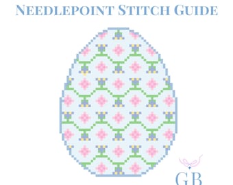 Blue Pastel Egg Needlepoint Stitch Guide