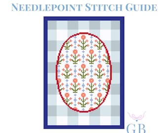Floral Block Print Needlepoint Stitch Guide