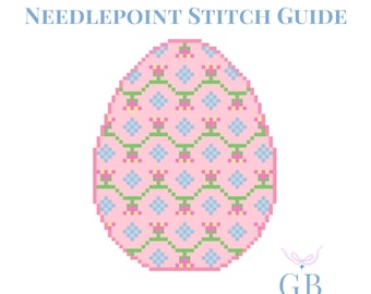 Pink Pastel Egg Needlepoint Stitch Guide