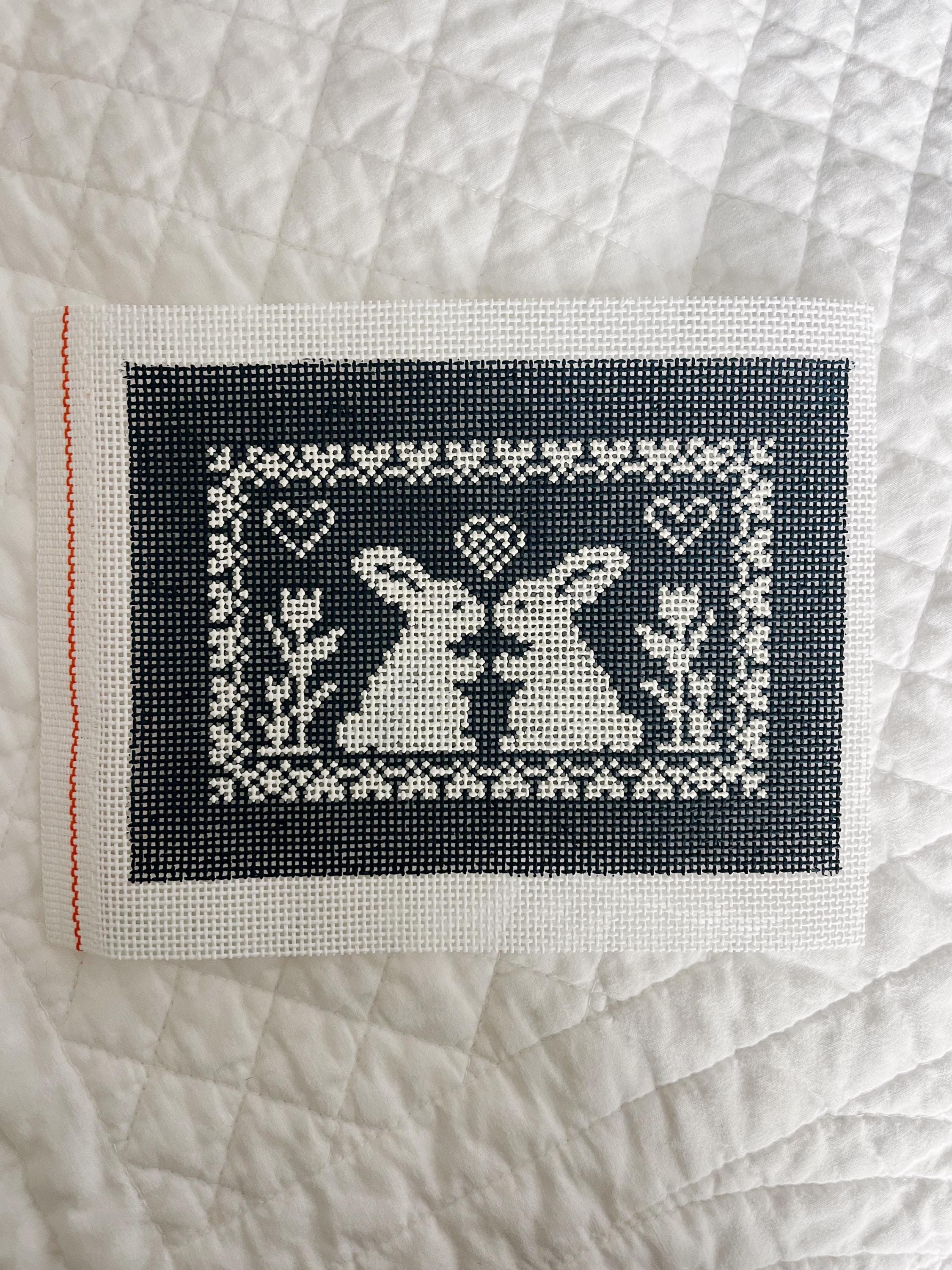 Rabbit Garden Scene Needlepoint Canvas