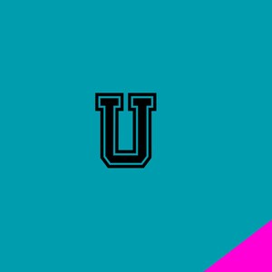 May include: Black and white letter U with a bold outline, against a turquoise background.