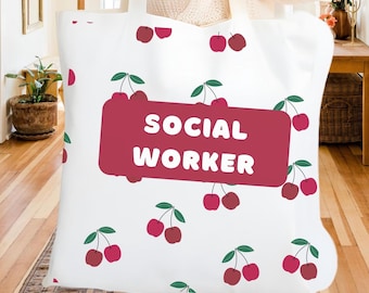 Social Worker Cherry Tote Bag: MSW Gift