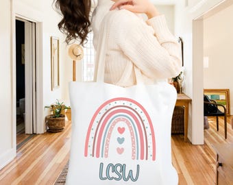 LCSW Rainbow Tote Bag: Durable Social Worker Carryall