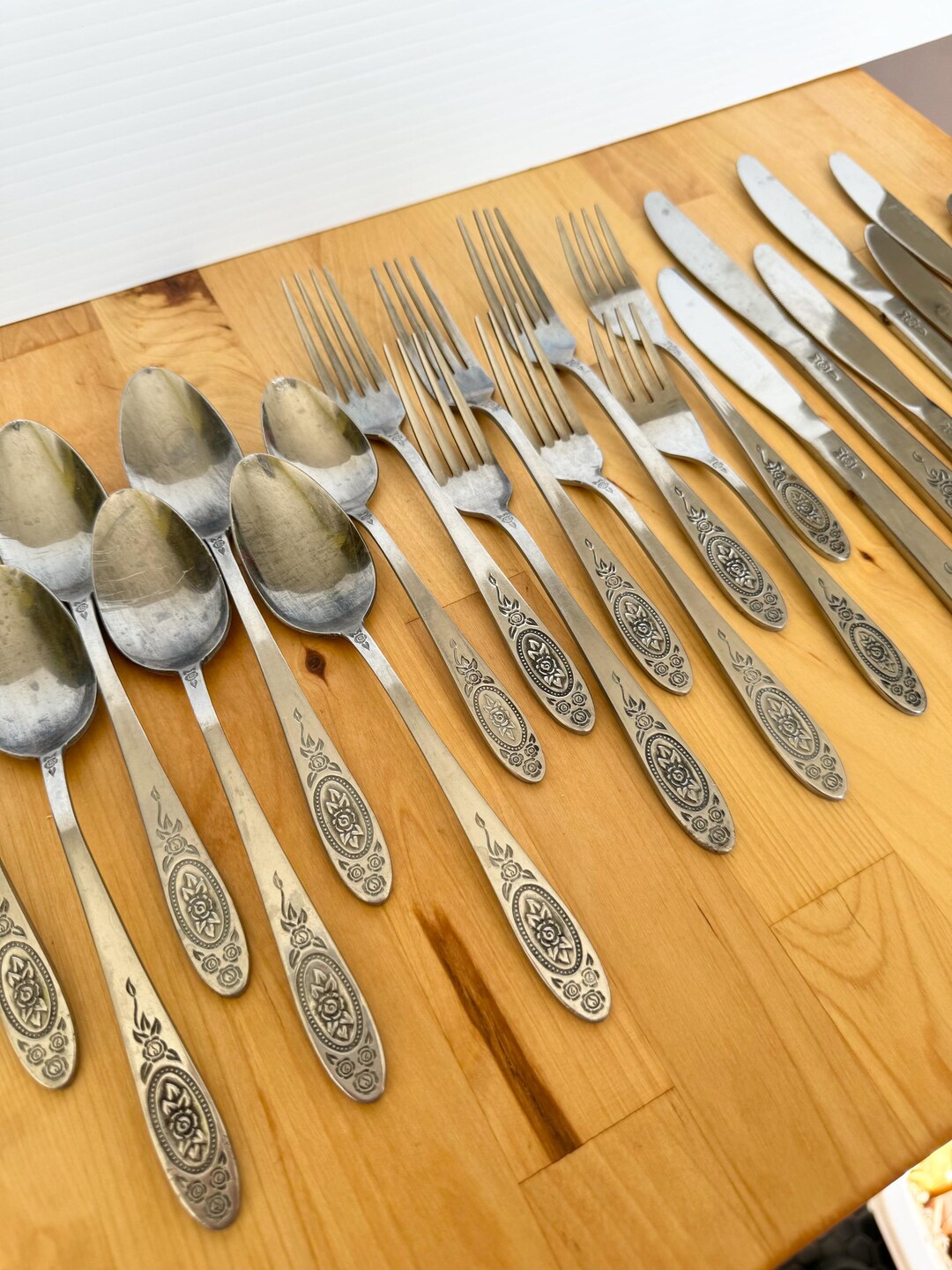 Grand Prix "Rose Tapestry" Stainless Steel Flatware Set | Made In Japan, Used