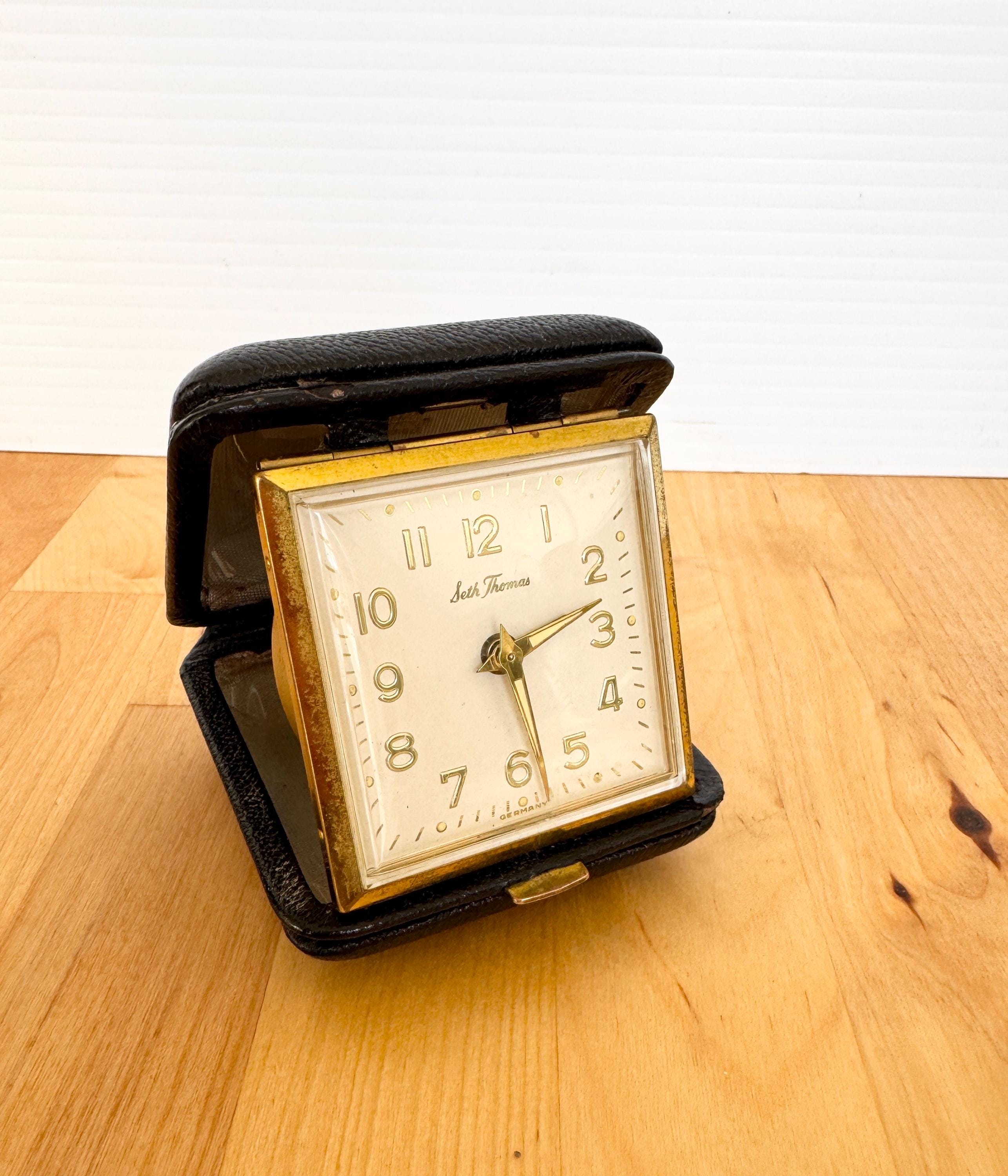 Vintage Seth Thomas Travel Alarmclock Wind Folding Germany Vintage
