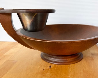 Vintage MCM wood chip and dip, salad bowl set