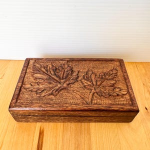 Vintage Hand Carved Wood Trinket Box