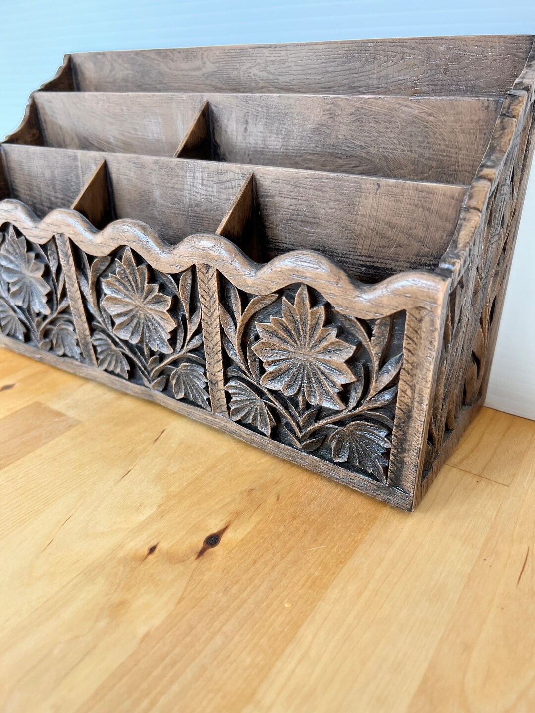 Vintage Lerner Faux Wood Desk Organizer Letter Mail Etsy