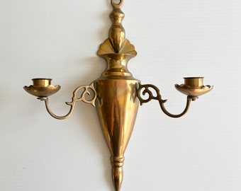 Vintage heavy weight brass candle wall sconce