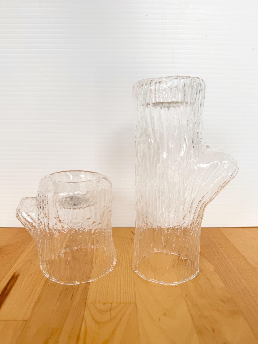 Vintage Set of 2 Clear Glass Log Shaped Candle Holders, Tea Light - Etsy