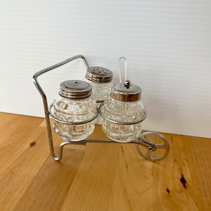 Vintage Salt, Pepper Shakers & Condiment Pots With Tray 