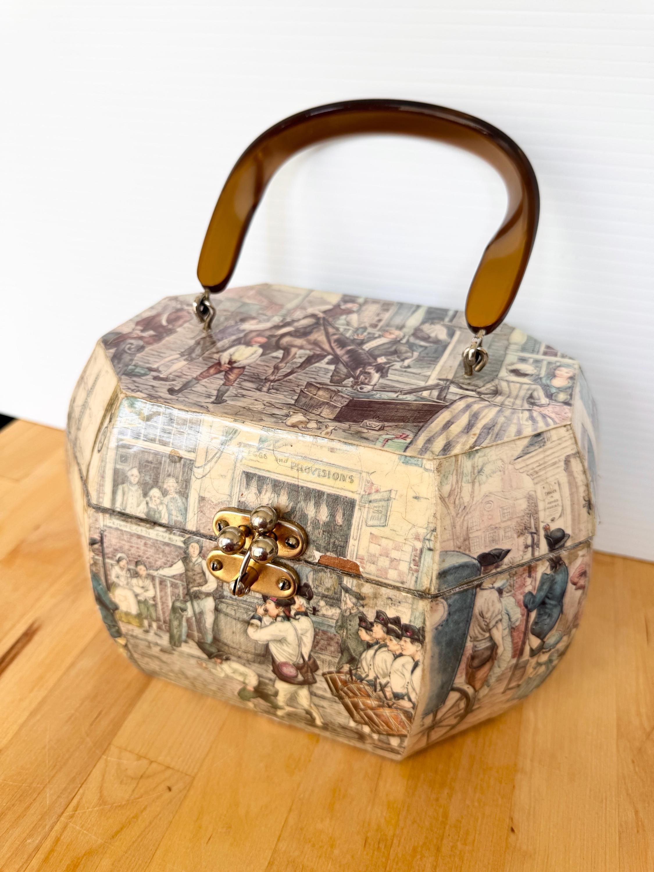 Vintage Wooden Decoupage Purse - Etsy