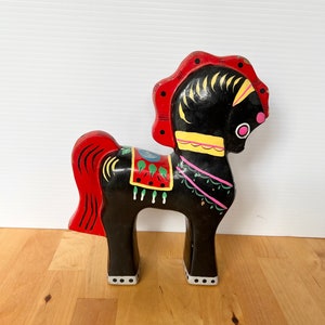 Vintage Russian Folk Art Horse Khokhloma Handpainted