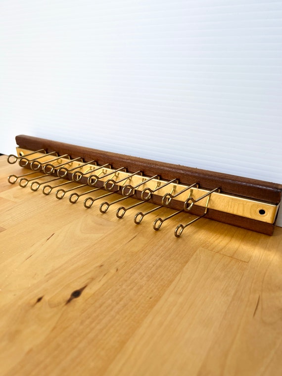 Wood and goldtone tie rack, hanger