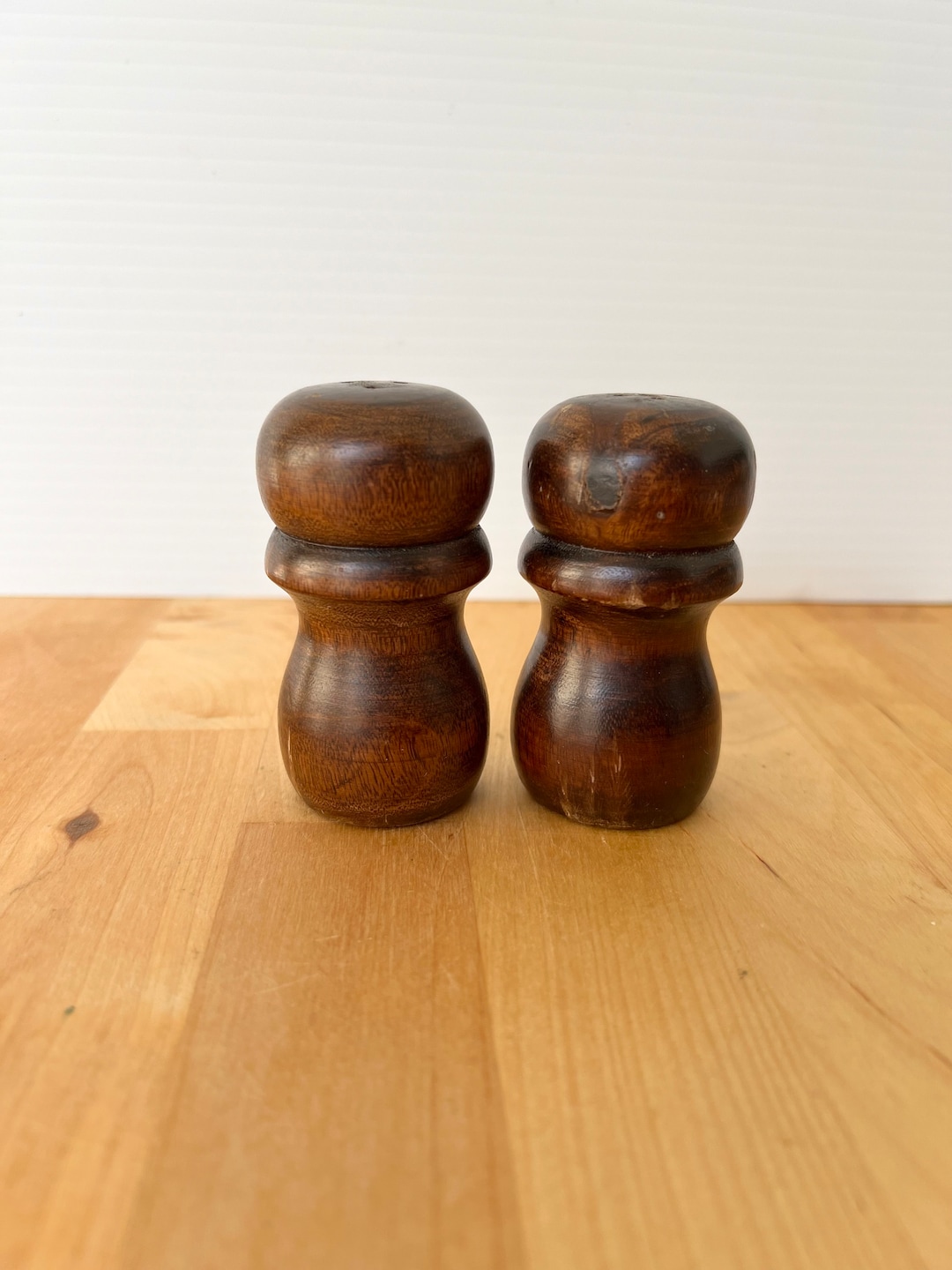 Vintage Wooden Salt And Pepper Shakersnull