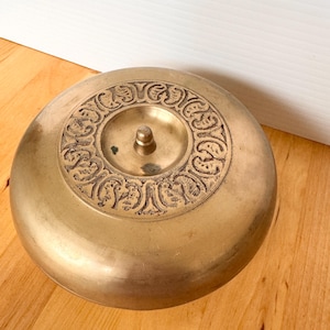 Vintage  Engraved Brass Container With Lid