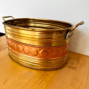 Vintage copper and  brass planter, bowl