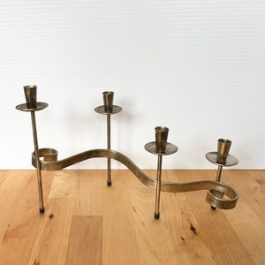 Gunnar Ander metal candelabra, candle holder for Ystad metall. Swedish, Scandinavian mid-century modern.