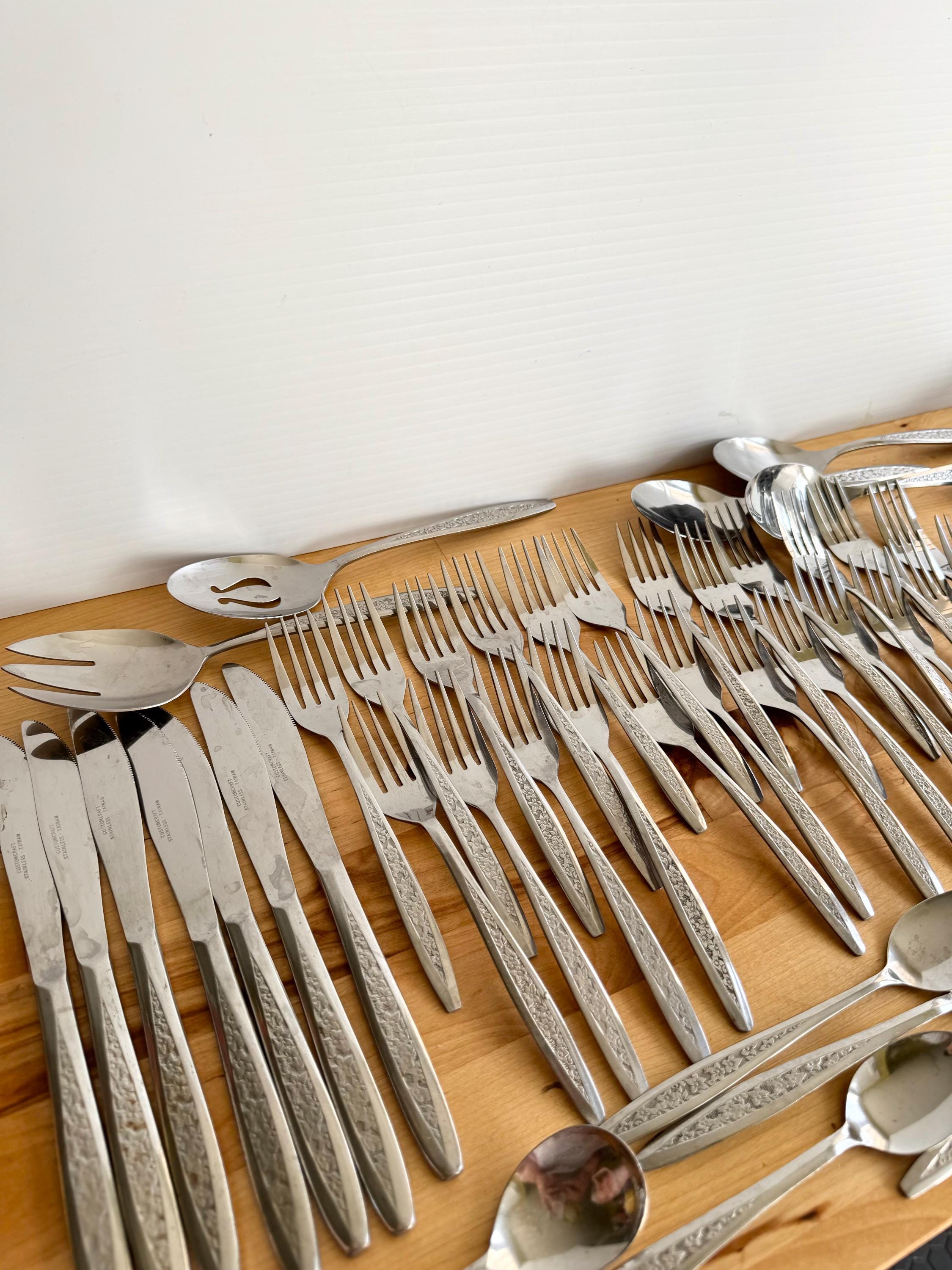 65 Piece Vintage Customcraft Taiwan Stainless Flatware Set