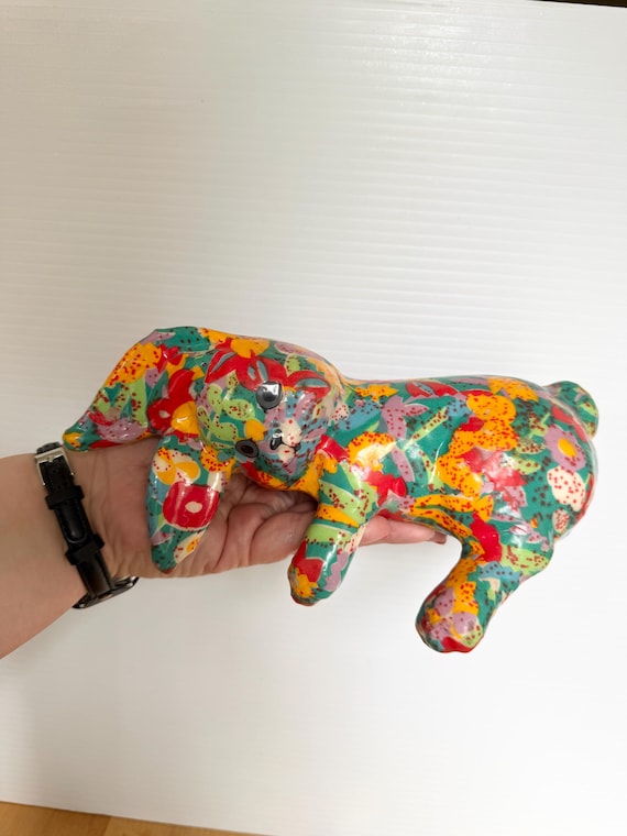 Vintage Brightly Colored Bunny Rabbit Figurine, Ledge/ Mantle