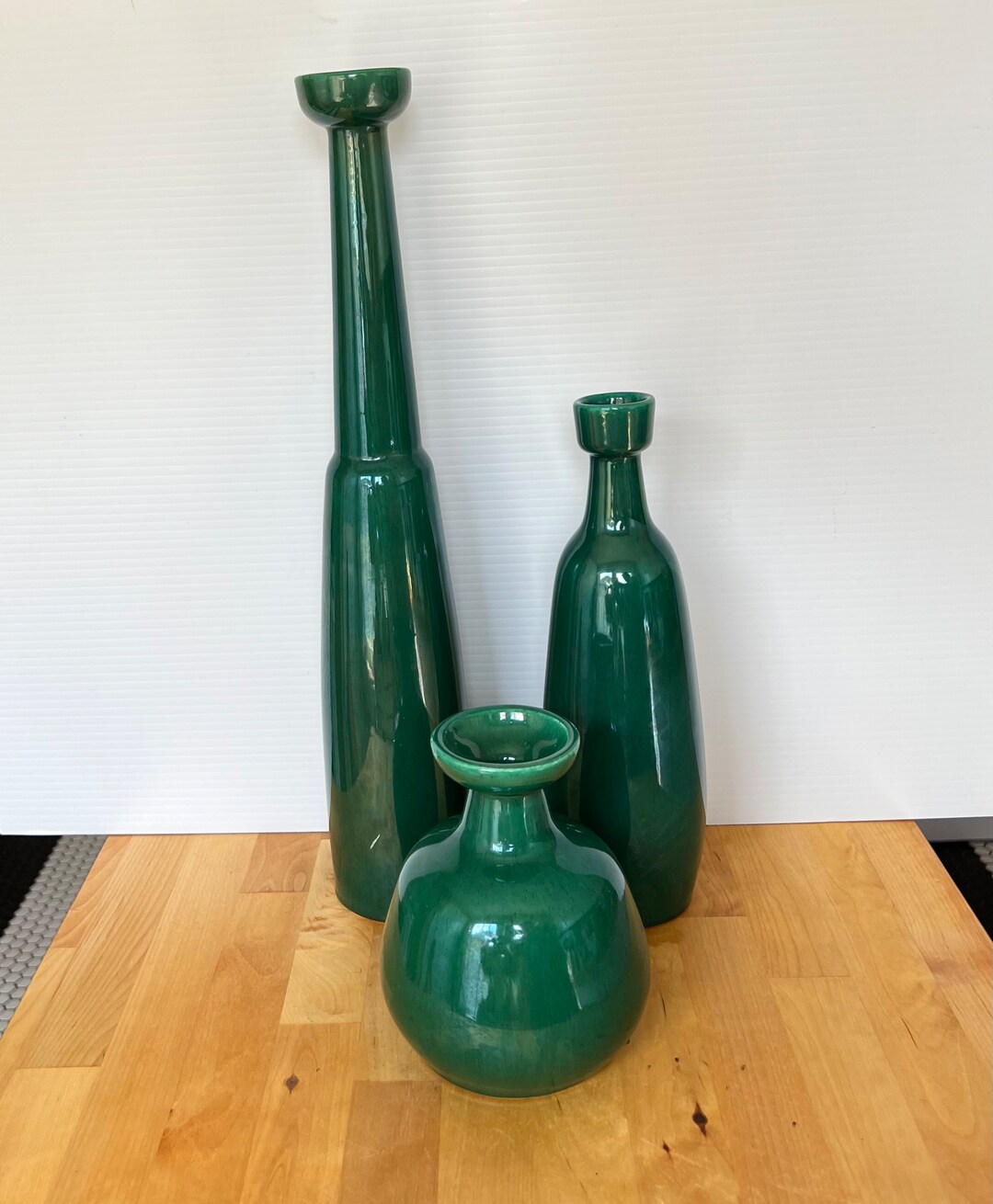 Vintage Jaru Pottery Set of Three Vases Etsy