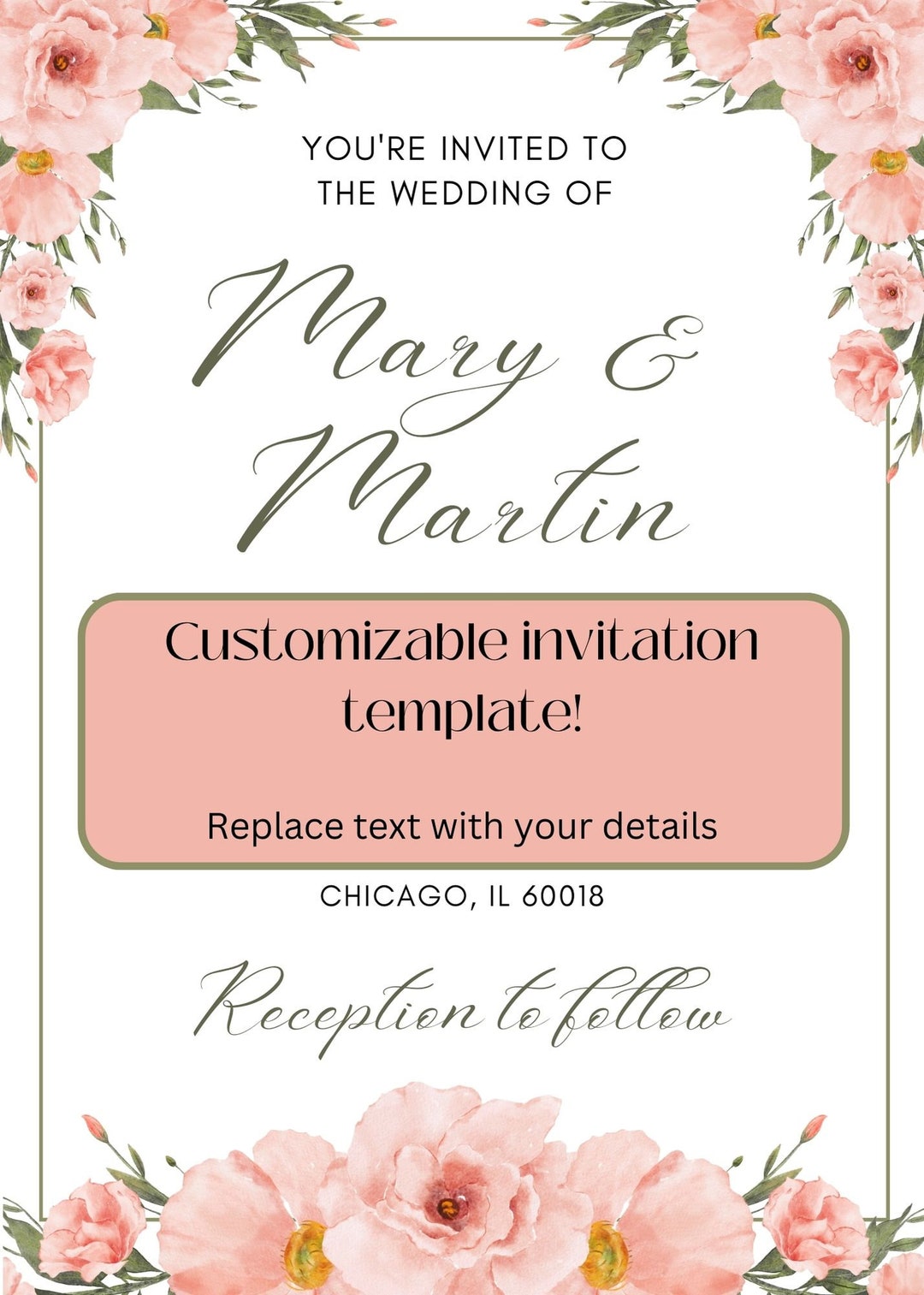 Invitation Template for Birthday, Wedding, Bridal Shower and More - Etsy