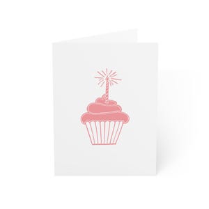 Wenskaarten - Cupcake, eenvoudig gewaagd ontwerp, briefpapierset voor feestelijke doeleinden, uitnodigingen voor feest, kaarten met sentimentele notitie, vrolijk, schattig