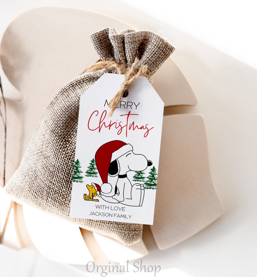 Snoopy Christmas Gift Tag PRINTABLE Cute Christmas Gift Tag Etsy UK