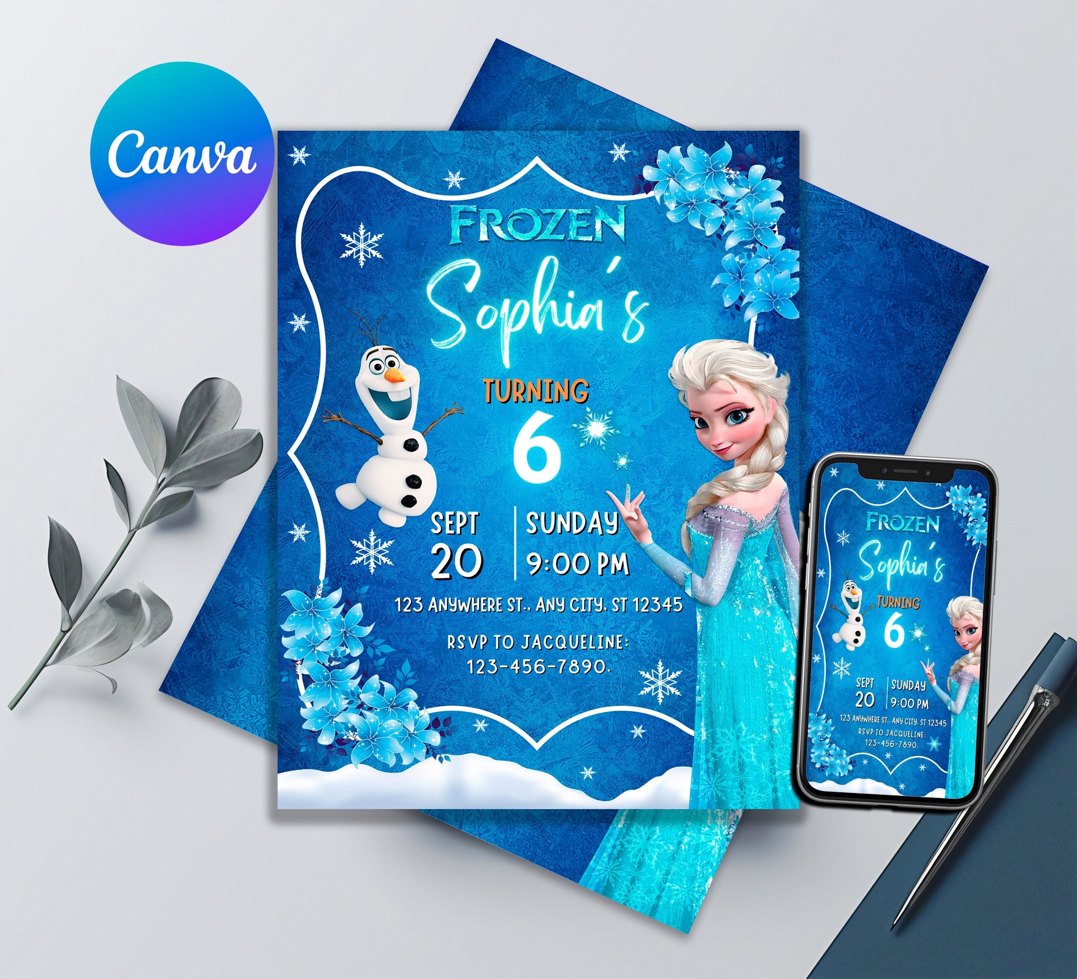 Invito festa compleanno Frozen personalizzato cm.9x14 Pz.20 » Il