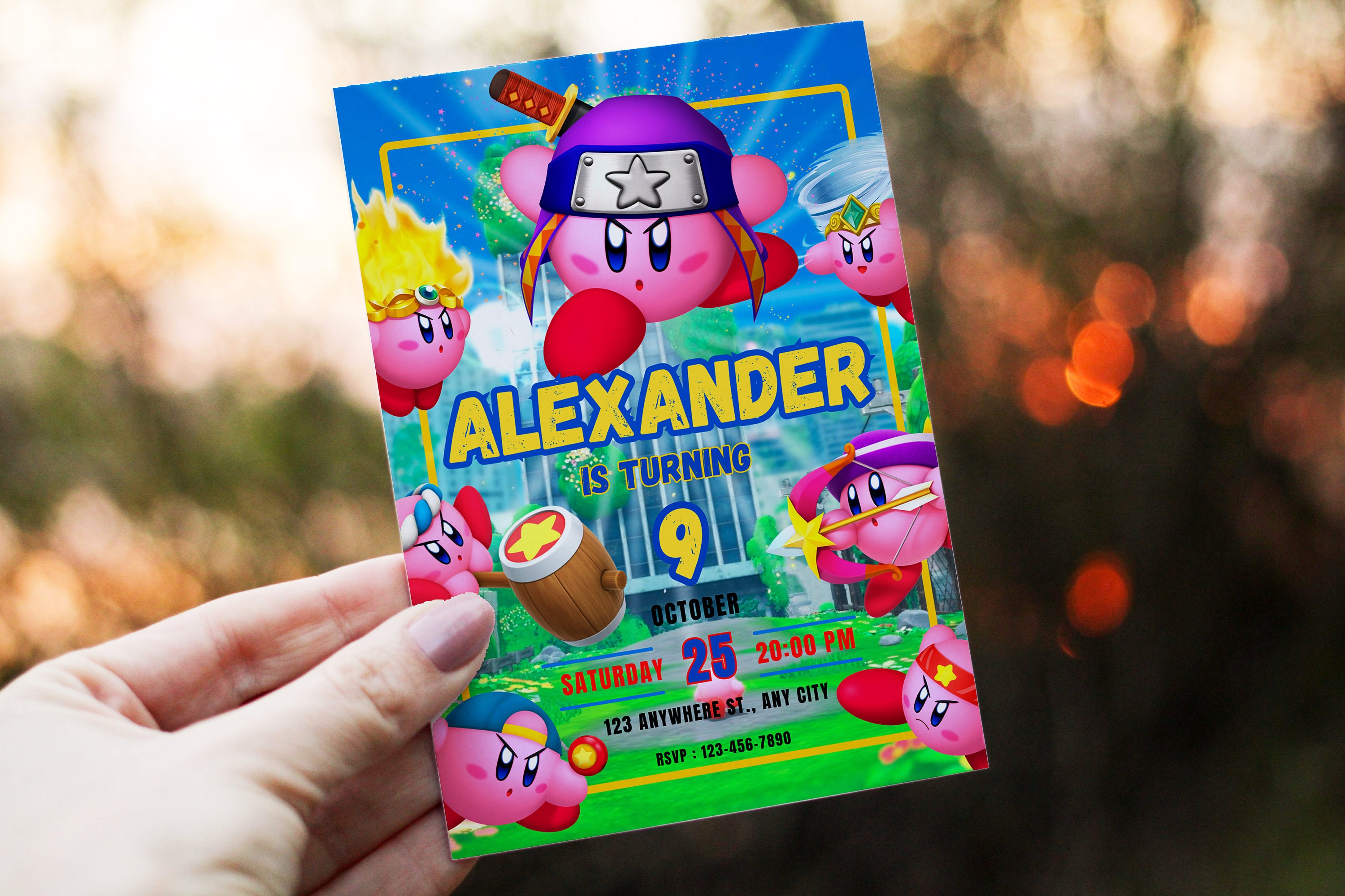 Kirby Birthday Invitation Kirby Birthday Party Invite Printable Editable Kirby Invitation Free