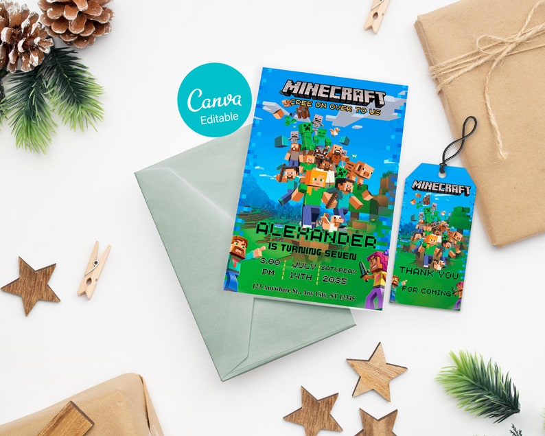 Minecraft Birthday Invitation Minecraft Birthday Party Invite Printable ...