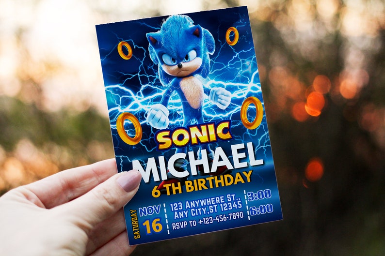 Sonic the Hedgehog Invitation Sonic Birthday Invitation Editable