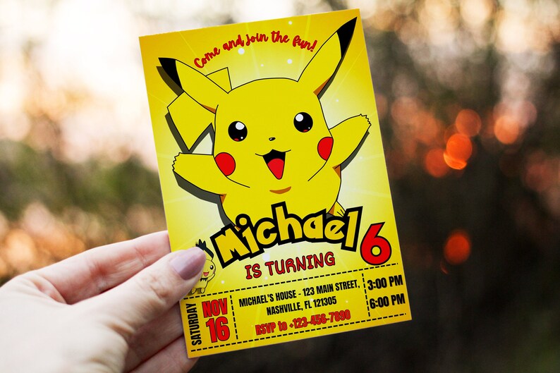 Pikachu Birthday Invitation Pockemon Birthday Party Invite Printable ...