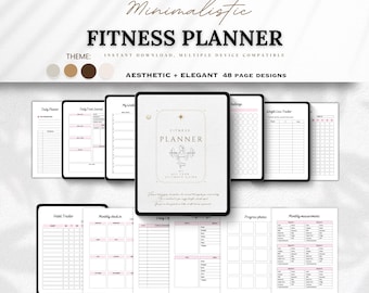 Fitness Planner | Workout & Meal Tracker, Wellness Journal (Printable PDF)