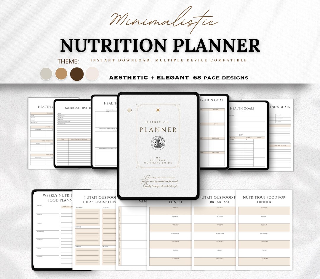 Nutrition Planner | Digital Meal and Macro Tracker | Printable PDF Food ...