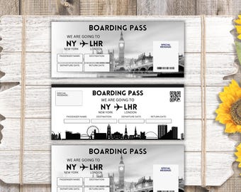 London Surprise Boarding Pass Ticket, Novelty Travel Gift (Digital Download)