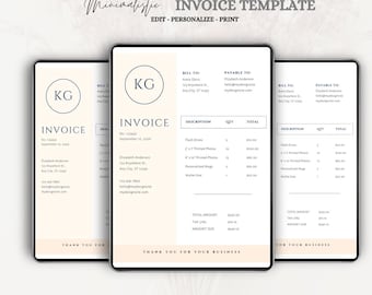Minimalist Freelance Invoice Template | Editable Canva Design (Digital Download)