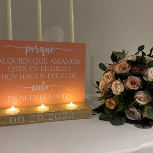 In Memory of Wedding Signage | Acrylic Signage | Custom Memory of Sign | Acrylic Decor | Acrylic Signage  | Spanish